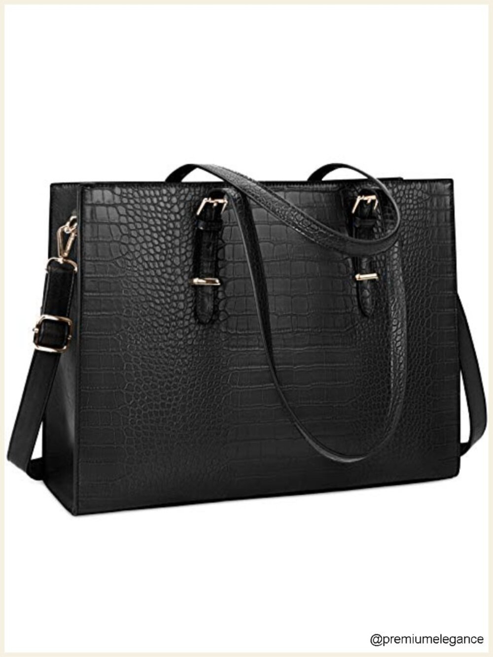 Crocodile Leather Laptop Bag for Women 15.6 Inch Water-resistant Work Tote
